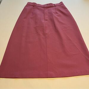 Vintage Skirt Size 14 Pink-Red solid color Size 14, Pencil Midi